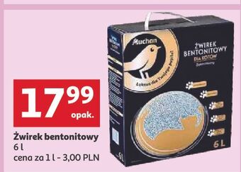 Auchan Żwirek bentonitowy dla kotów superchłonny auchan wyjątkowe (logo złote) oferta