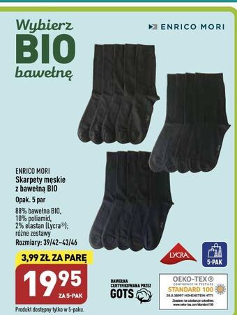 ALDI Skarpety męskie 39/42-43/46 enrico mori oferta