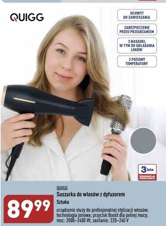 ALDI Suszarka do włosów 2000-2400w quigg oferta