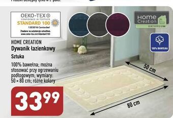 ALDI Dywanik łazienkowy 50 x 80 cm home creation oferta