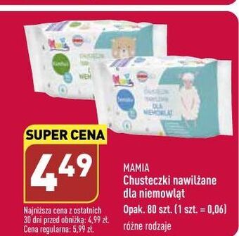 ALDI Chusteczki dla niemowląt sensitive mamia oferta