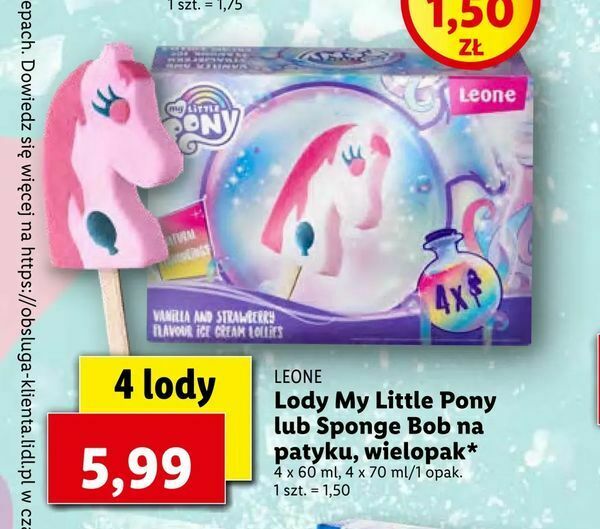 Lidl Lody My Little Pony lub Sponge Bob na patyku, wielopak oferta