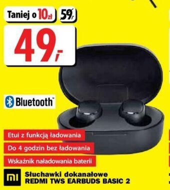 Media Expert Słuchawki dokanałowe REDMI TWS EARBUDS BASIC 2 oferta