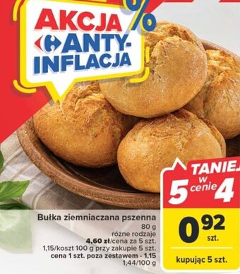 Carrefour Bułka ziemniaczana pszenna 80g, różne rodzaje oferta