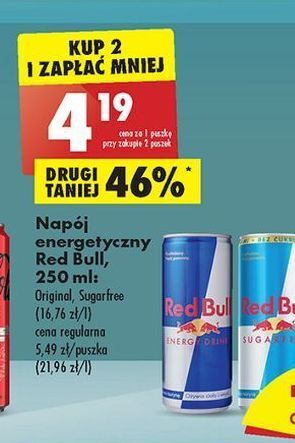 Biedronka Napój energetyczny bez cukru red bull oferta