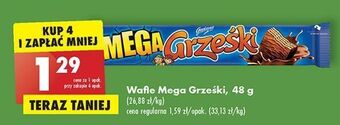 Biedronka Wafelek kakaowy w czekoladzie deserowej grześki mega oferta