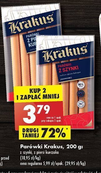Biedronka Parówki z piersi kurczaka krakus animex oferta