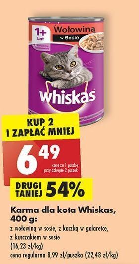 Biedronka Karma dla kota z kurczakiem w sosie whiskas oferta