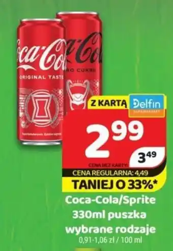 Delfin Coca-Cola/Sprite 330ml puszka, wybrane rodzaje oferta