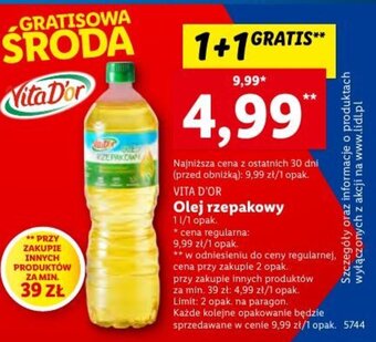 Lidl Vita D'or Olej rzepakowy 1l oferta