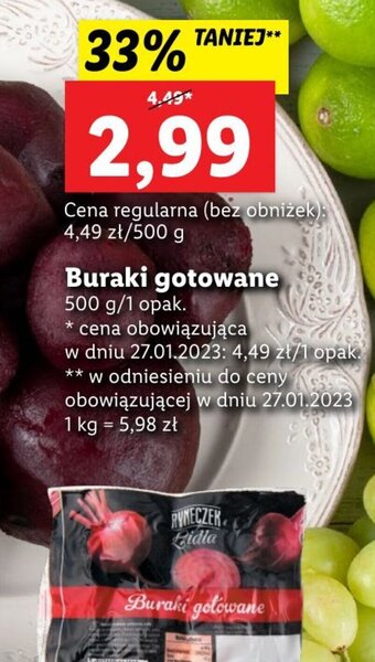 Lidl Buraki gotowane 500g oferta