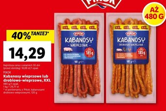 Lidl Pikok Kabanosy wieprzowe lub drobiowo-wieprzowe, XXL 480g oferta