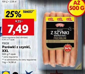 Lidl Pikok Parówki z szynki, XXL 500g oferta