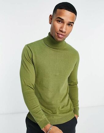 ASOS Asos design – dzianinowy sweter z golfem w kolorze khaki oferta