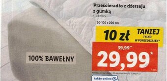 Lidl Prześcieradło z dżerseju z gumką 90-100x200cm oferta