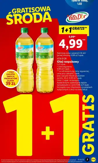 Lidl Olej rzepakowy vitae d'or 1l oferta