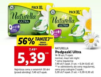 Lidl Podpaski night naturella ultra oferta