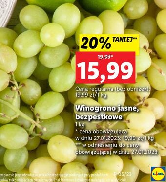 Lidl Winogrona jasne bezpestkowe oferta