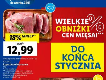 Lidl Łopatka wieprzowa bez kości rzeźnik codzienna dostawa oferta