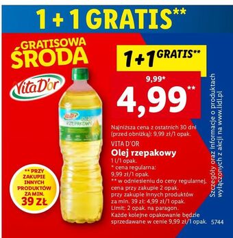 Lidl Olej rzepakowy vita d'or oferta