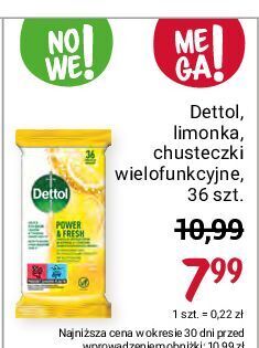 Rossmann Chusteczki do czyszczenia antybakteryjne power & fresh cytrynowe dettol oferta