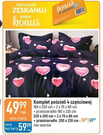 E.Leclerc Komplet pościeli 220 x 200 + 2 70 80 cm +prześcieradło 230 oferta