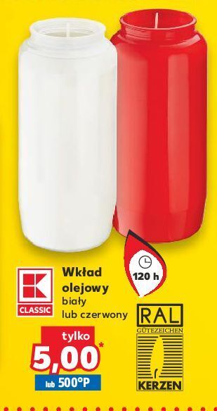 Kaufland Wkład olejowy 120h biały k-classic oferta