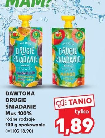 Kaufland Mus marakuja-brzoskwinia-banan-jabłko drugie śniadanie oferta