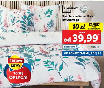 Lidl Komplet pościeli z bawełny satynowej 160 x 200 cm + 2 70 80 livarno home oferta