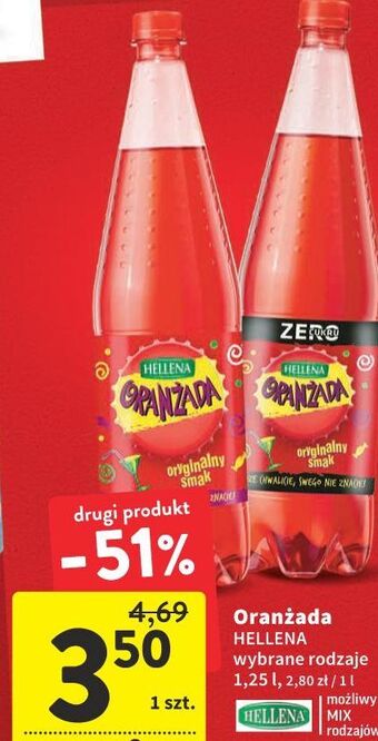 Intermarche Oranżada czerwona zero hellena oferta