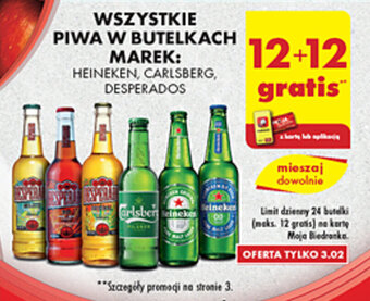 Biedronka Heineken, Carlsberg, Desperados Wszystkie piwa w butelkach oferta