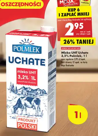 Biedronka Polmlek Mleko UHT Uchate 3,2%, 1l oferta