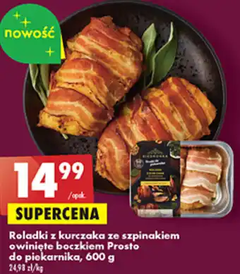 Biedronka Roladki z kurczaka ze szpinakiem owinięte boczkiem Prosto do piekarnika 600g oferta