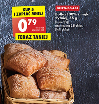 Biedronka Bułka 100% z mąki żytniej, 55g oferta
