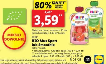 Lidl Mus gruszki-banany-winogrona z owsem hipp bio sport oferta