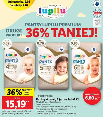 Lidl Pieluchomajtki 6 extra large lupilu pants premium oferta