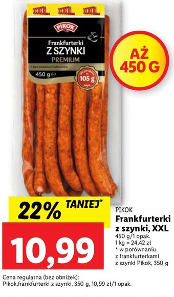 Lidl Frankfurterki z szynki pikok oferta