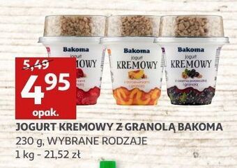 Auchan Jogurt brzoskwiniowy z granolą bakoma kremowy oferta