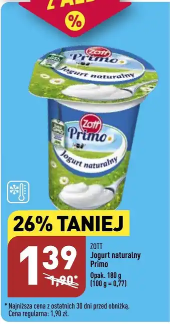 ALDI Zott jogurt naturalny Primo 180g oferta