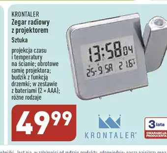ALDI Zegar radiowy lcd z projektorem krontaler oferta