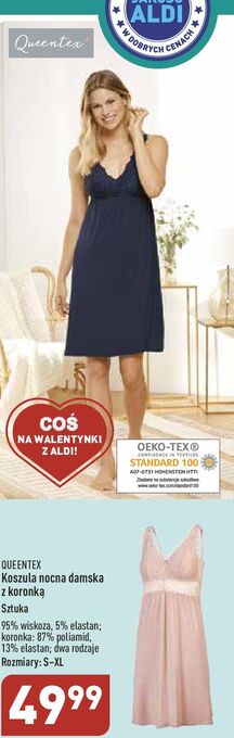 ALDI Koszula nocna damska z koronką s-xl queentex oferta