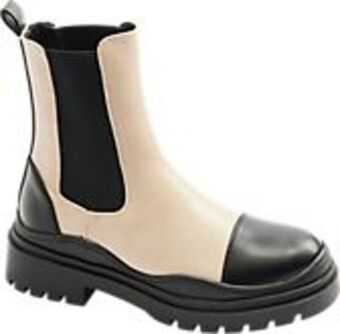Deichmann Kremowo-czarne wysokie sztyblety damskie oferta