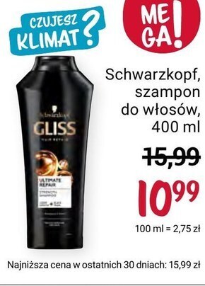 Rossmann Gliss ultimate repair regenerujący szampon do włosów mocno zniszczonych i suchych 400 ml oferta