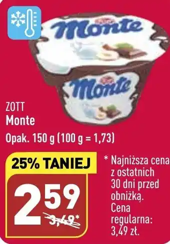 ALDI Zott Monte 150g oferta