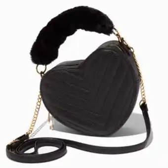 Claire's Black quilted heart crossbody bag oferta