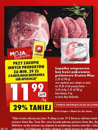 Biedronka Łopatka wieprzowa bez kości kraina mięs oferta