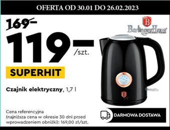 Biedronka Czajnik elektryczny 1.7 l czarny berlinger haus oferta