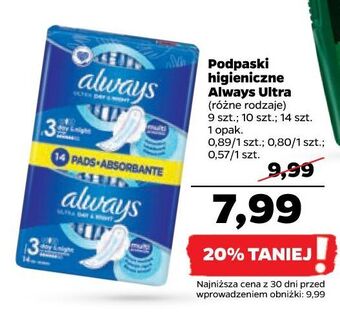 Netto Podpaski night always ultra oferta