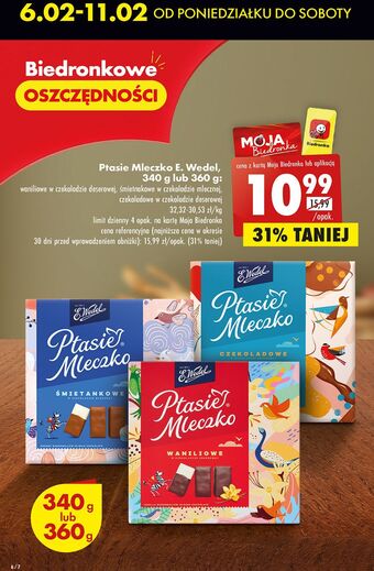 Biedronka Czekoladki śmietankowe e. wedel ptasie mleczko oferta