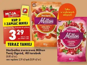 Biedronka Herbata owocowa żurawina z imbirem i rabarbarem milton twój ogród oferta